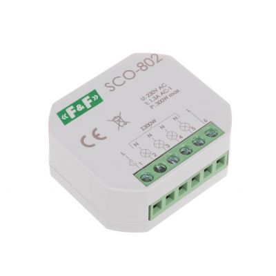 Ściemniacz oświetlenia z pamięcią montaż podtynkowy zasilanie 230V AC 300W SCO-802 F&F (SCO-802)