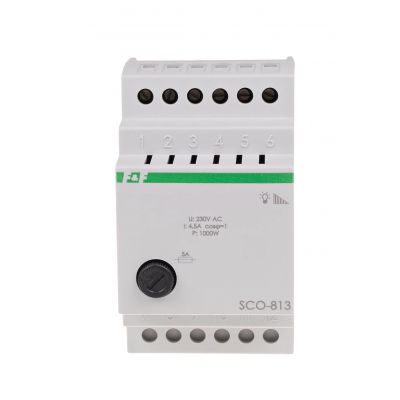 Ściemniacz oświetlenia montaż na szynie DIN zasilanie 230V AC 1000W SCO-813 F&F (SCO-813)