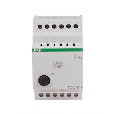 Ściemniacz oświetlenia montaż na szynie DIN zasilanie 230V AC 1000W SCO-814 F&F (SCO-814)