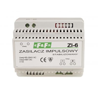 Zasilacz impulsowy 48V DC 1A ZI-6 F&F (ZI-6)