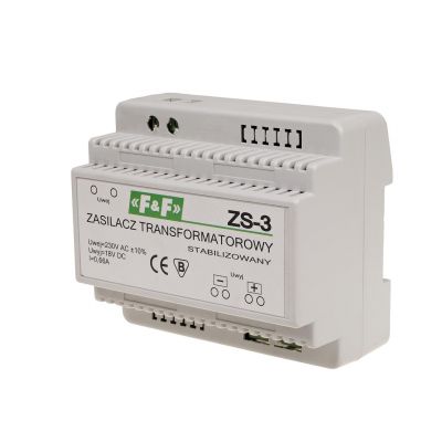 Zasilacz stabilizowany 18V DC 0,66A ZS-3 F&F (ZS-3)