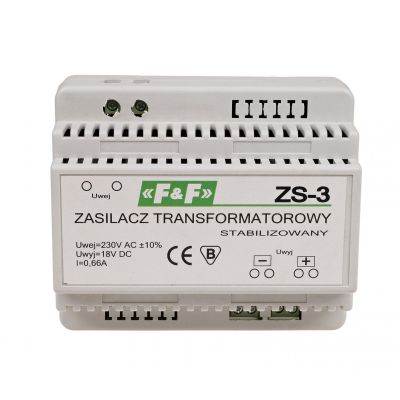 Zasilacz stabilizowany 18V DC 0,66A ZS-3 F&F (ZS-3)
