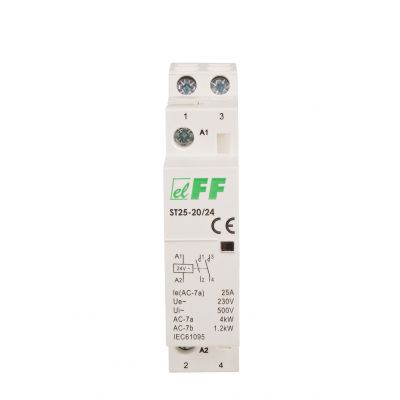 Stycznik modułowy montaż na szynie styki 2Z 25A ST25-20-24V F&F (ST25-20-24V)