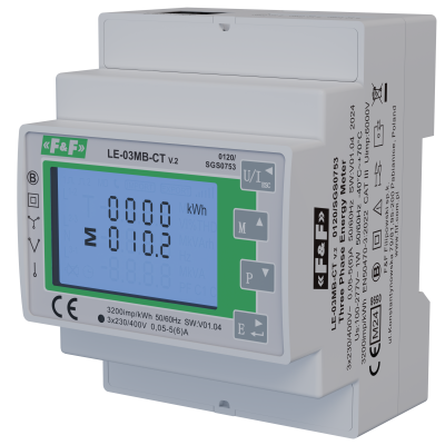 Trójfazowy dwukierunkowy licznik półpośredni M-BUS,100(5)A; MID LE-03MB-CT F&F (LE-03MB-CT)