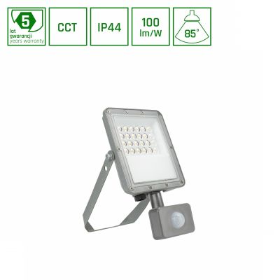 NOCTIS MAX CCT NAŚWIETLACZ 20W CCT 230V IP44 217x131x53mm SZARY CZUJNIK RUCHU 5 LAT GWARANCJI (SLI029082CCT_PW_SENSOR)