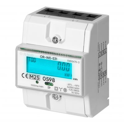 3-fazowy licznik energii elektrycznej 80A MID 3 moduły DIN TH-35mm OR-WE-531 ORNO (OR-WE-531)
