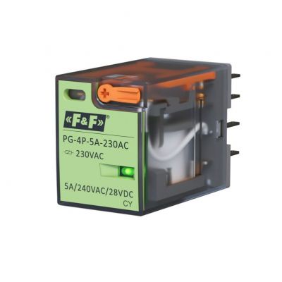 Przekaźnik 4xNO/NC obciążalność (na kanał) 5A/240V AC lub 12A/28V DC napięcie zasilania cewki 230V F (PG-4P-5A-230AC)