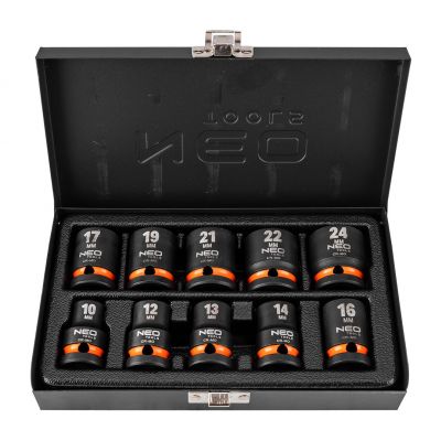 Nasadki udarowe 1/2'' 10-24mm zestaw 10szt, NEO 12-101 GTX (12-101)