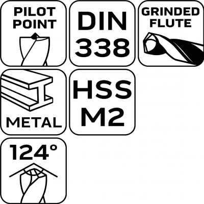 Wiertła do metalu HSS-CNC 124° "Pro-Tec" 4,0 - 10mm zestaw 5szt, GRAPHITE 55H086 GTX (55-086)