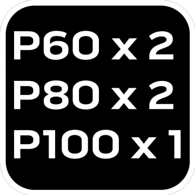 Papiery szlifierskie z rzepem 83x83x83mm (K60x2 K80x2 K100x1) 5szt, GRAPHITE 56H014 GTX (58-014)