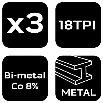 Zestaw brzeszczotów do metalu 3szt, GRAPHITE 56H072 GTX (58-072)