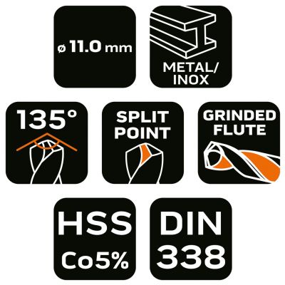 Wiertło do metalu HSS-Co 11,0mm GRAPHITE 57H058 GTX (57-058)