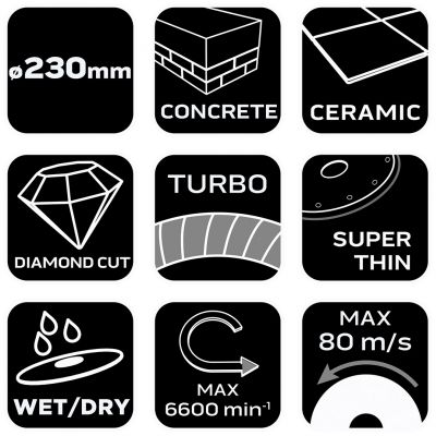 Tarcza diamentowa 230x22,2mm turbo super cienka GRAPHITE 57H623 GTX (57-623)