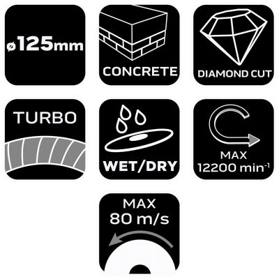Tarcza diamentowa 125x22,2mm turbo GRAPHITE 57H626 GTX (57-626)