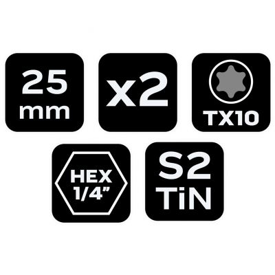 Końcówki wkrętakowe TX10x25mm 2szt, GRAPHITE 57H971 GTX (57-971)