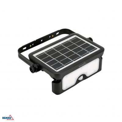 NAŚWIETLACZ LAMPA SOLARNA LED 3 barwy świecenia SOLEN 7W 900lm 3000/4000/6000K IP65 CZARNY Czujnik r (C83-SON-007BL-CCT-PIR)