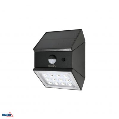 NAŚWIETLACZ LAMPA SOLARNA LED 3 barwy świecenia RUBIC 2,5W 300lm 3000/4000/6000K IP65 CZARNA Czujnik (C83-SOR-002BL-CCT-PIR)