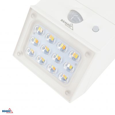 NAŚWIETLACZ LAMPA SOLARNA LED 3 barwy świecenia RUBIC 2,5W 300lm 3000/4000/6000K IP65 BIAŁA Czujnik  (C83-SOR-002WH-CCT-PIR)