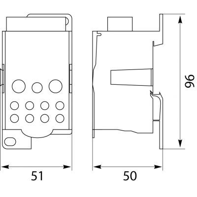 Blok Rozdzielczy UKK-500 na szynę TH35 lub do pow. płaskich Al/Cu max 8x24mm 2x35mm 5x16mm 4x10mm 415V AC/DC 500A 49.5000 OPATÓWEK (49.5000)