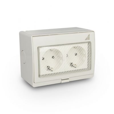 Gniazdo podwójne Schuko natynkowe G2SN IP55 /AQUA55/ OPATÓWEK (55.49)
