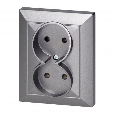 Gniazdo podwójne podtynkowe 2x2P Pearl, 16A, 250V, PT-5 P, antracyt (OR-OE-7706/2P/A)
