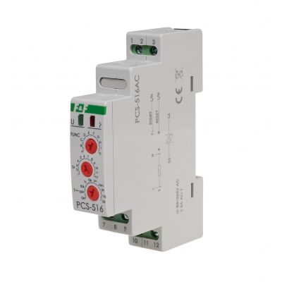 Przekaźnik czasowy 10-funkcyjny. Z wejściami START i RESET. PCS-516AC F&F (PCS-516AC)