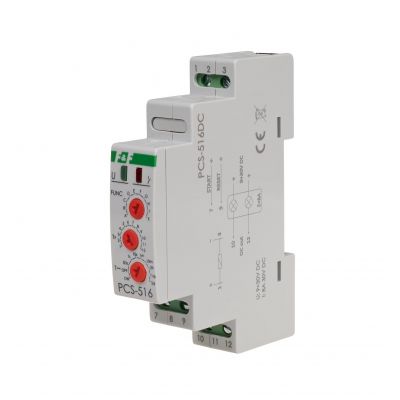 Przekaźnik czasowy 10-funkcyjny. Z wejściami START i RESET. PCS-516DC F&F (PCS-516DC)