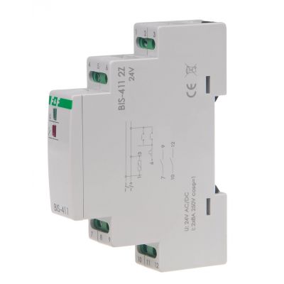 Przekaźnik bistabilny 9-30 V AC/DC 2Z BIS-411 2Z 24V montaż na szynie DIN BIS-411-2Z-24V F&F (BIS-411-2Z-24V)