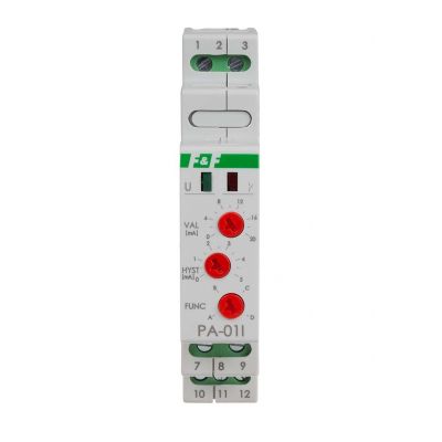 Przekaźnik analogowy z wejściem prądowym wejście 0-20mA / 4-20mA 8A montaż na szynie DIN MAX-PA-01I F&F (MAX-PA-01I)