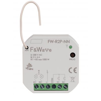 Radiowy podwójny przekaźnik wielofunkcyjny do instalacji bez przewodu neutralnego FW-R2P-NN F&F (FW-R2P-NN)
