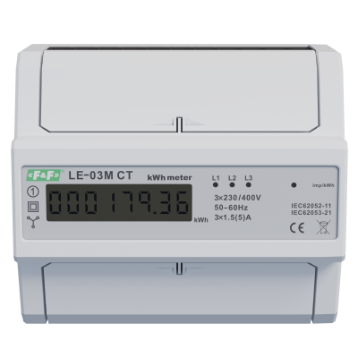 Licznik energii elektrycznej - trójfaz. z programowalną przekładnią RS-485 MODBUS LCD kl.1 LE-03M-CT F&F (LE-03M-CT)