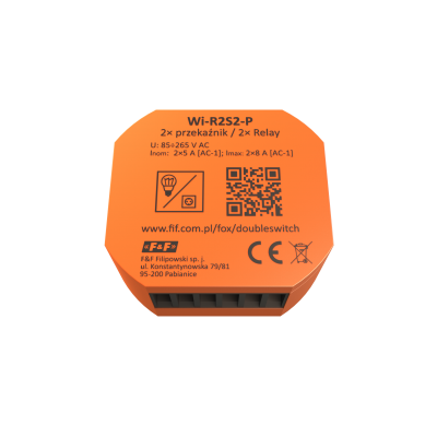DOUBLE SWITCH 2 kanałowy przekaźnik Wi-Fi 230V WI-R2S2-P F&F (WI-R2S2-P)