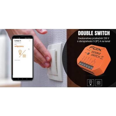 DOUBLE SWITCH 2 kanałowy przekaźnik Wi-Fi 230V WI-R2S2-P F&F (WI-R2S2-P)