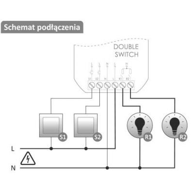 DOUBLE SWITCH 2 kanałowy przekaźnik Wi-Fi 230V WI-R2S2-P F&F (WI-R2S2-P)