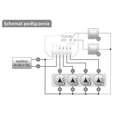 Color LED Sterownik kolorowego (RGBW) oświetlenia LED 12/24V Wi-Fi WI-RGBW-P F&F (WI-RGBW-P)