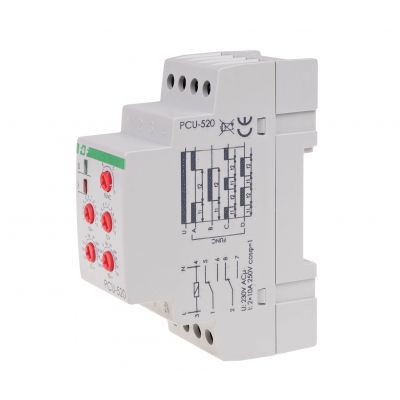 Przekaźnik czasowy 2-funkcyjny (nastawa 2 czasów T1 T2 styk: 2Z/R 230V PCU-520 F&F (PCU-520)