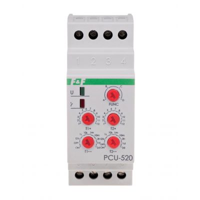 Przekaźnik czasowy 2-funkcyjny (nastawa 2 czasów T1 T2 styk: 2Z/R 230V PCU-520 F&F (PCU-520)