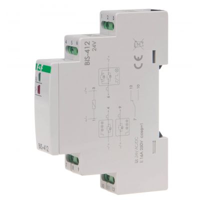 Przekaźnik bistabilny grupowy 9-30 V AC/DC BIS-412-24V F&F (BIS-412-24V)