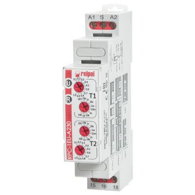 RELPOL Przekaźnik czasowy, 2 zakresy czasowe, funkcja ES, 230 V AC  RPC-1ES-UNI 863205 (863205)