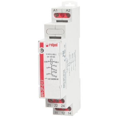 RELPOL Przekaźnik instalacyjny 2P,  12 VDC  RPI-2P-D12 863361 (863361)