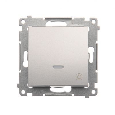 Simon 54 Przycisk „światło” z podświetleniem LED 16A 250V zaciski śrubowe srebrny mat DS1AL.01/43 KONTAKT (DS1AL.01/43)