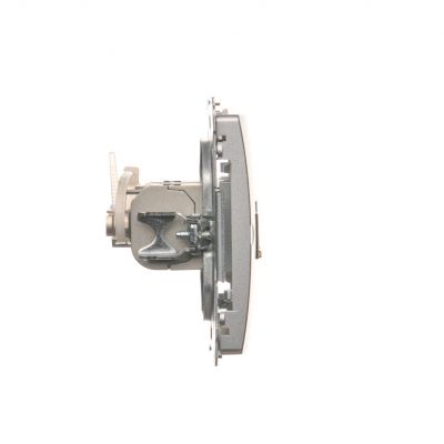 Simon Basic Gniazdo komputerowe RJ45 kategoria 6 podwójne ekranowane z przesłoną przeciwkurzową . Montaż na łapki lub wkręty srebrny mat BM62E.01/43 KONTAKT (BM62E.01/43)