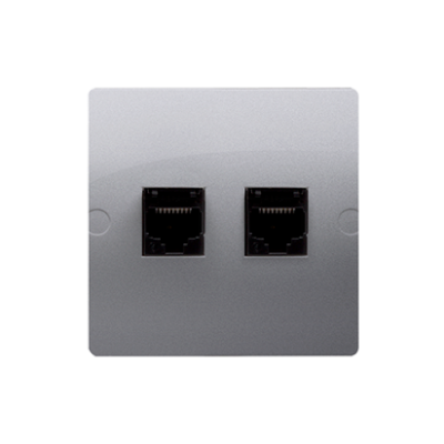 Simon Basic Gniazdo komputerowe RJ45 kat.5e + telefoniczne RJ11 . Montaż gniazda na wkręty do puszki srebrny mat BMF5T.02/43 KONTAKT (BMF5T.02/43)