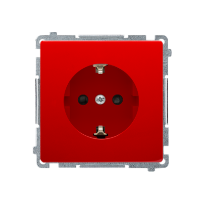 Simon Basic Gniazdo wtyczkowe z uziemieniem Schuko z przesłonami torów prądowych 16A 250V zaciski śrubowe czerwone BMGSZ1Z.01/22 KONTAKT (BMGSZ1Z.01/22)
