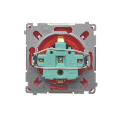 Simon Basic Gniazdo wtyczkowe z uziemieniem Schuko z przesłonami torów prądowych 16A 250V zaciski śrubowe czerwone BMGSZ1Z.01/22 KONTAKT (BMGSZ1Z.01/22)