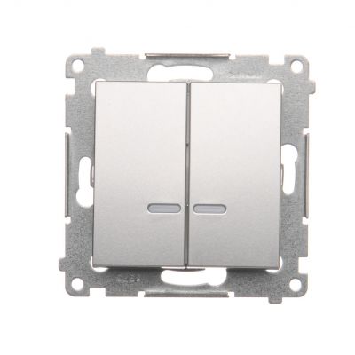 Simon 54 Łącznik świecznikowy z podświetleniem LED i do wersji IP44 10A 250V szybkozłączka srebrny mat *Posiada wkładkę DU1W DW5BL.01/43 KONTAKT (DW5BL.01/43)