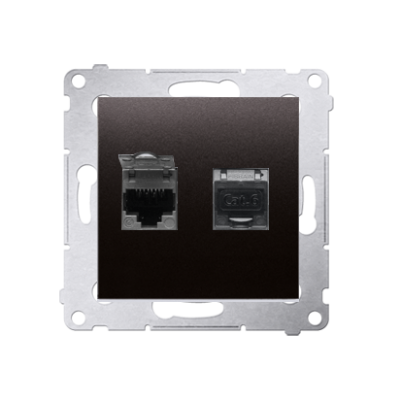 Simon 54 Gniazdo komputerowe podwójne RJ45 kategoria 6 ekranowane z przesłoną przeciwkurzową antracyt D62E.01/48 KONTAKT (D62E.01/48)