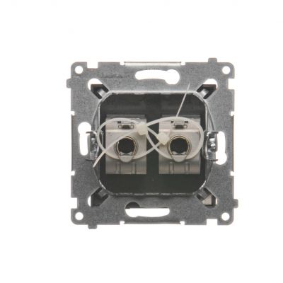Simon 54 Gniazdo komputerowe podwójne RJ45 kategoria 6 ekranowane z przesłoną przeciwkurzową antracyt D62E.01/48 KONTAKT (D62E.01/48)