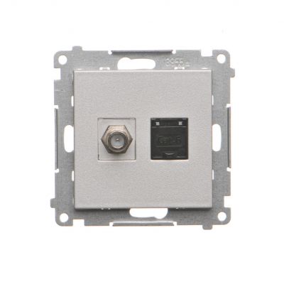 Simon 55 Gniazdo antenowe typu /F/ + RJ45 kat.6 Aluminium mat TASFRJ45.01/143 KONTAKT (TASFRJ45.01/143)