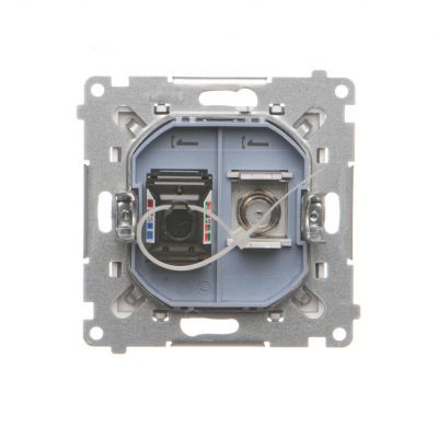 Simon 55 Gniazdo antenowe typu /F/ + RJ45 kat.6 Aluminium mat TASFRJ45.01/143 KONTAKT (TASFRJ45.01/143)
